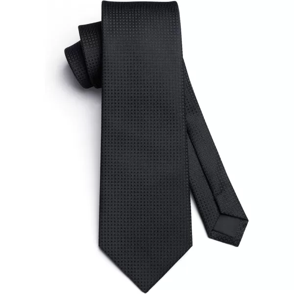 HISDERN Mens Solid Ties Formal Business Woven Tie and Pocket Square Cufflinks Set Classic Silk Satin Necktie Wedding