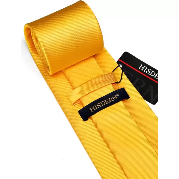 HISDERN Mens Solid Ties Formal Business Woven Tie and Pocket Square Cufflinks Set Classic Silk Satin Necktie Wedding