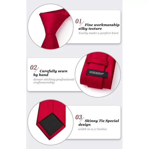 HISDERN Mens Solid Ties Formal Business Woven Tie and Pocket Square Cufflinks Set Classic Silk Satin Necktie Wedding