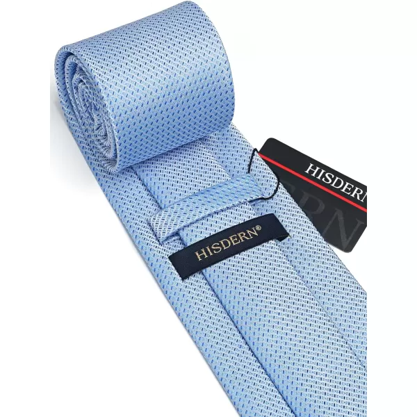 HISDERN Mens Solid Ties Formal Business Woven Tie and Pocket Square Cufflinks Set Classic Silk Satin Necktie Wedding