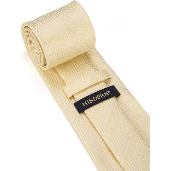 HISDERN Mens Solid Ties Formal Business Woven Tie and Pocket Square Cufflinks Set Classic Silk Satin Necktie Wedding