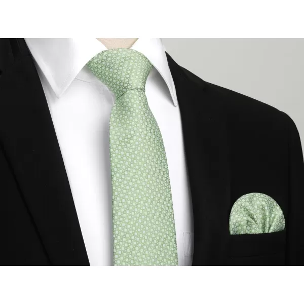 HISDERN Mens Solid Ties Formal Business Woven Tie and Pocket Square Cufflinks Set Classic Silk Satin Necktie Wedding
