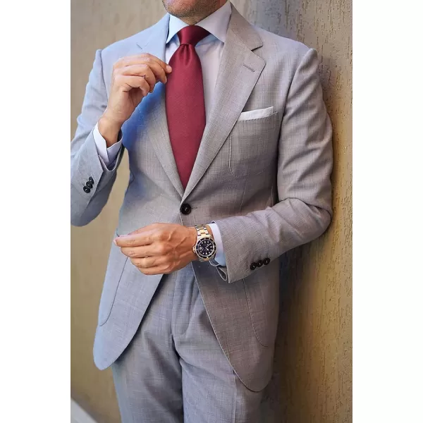 HISDERN Mens Solid Ties Formal Business Woven Tie and Pocket Square Cufflinks Set Classic Silk Satin Necktie Wedding