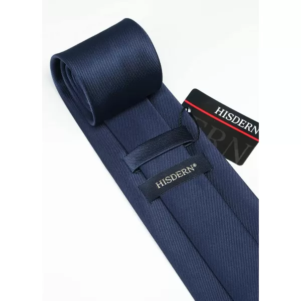 HISDERN Mens Solid Ties Formal Business Woven Tie and Pocket Square Cufflinks Set Classic Silk Satin Necktie Wedding