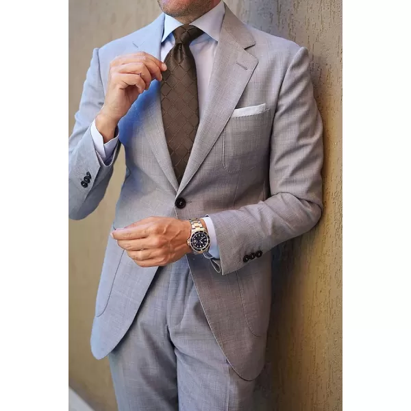 HISDERN Mens Solid Ties Formal Business Woven Tie and Pocket Square Cufflinks Set Classic Silk Satin Necktie Wedding