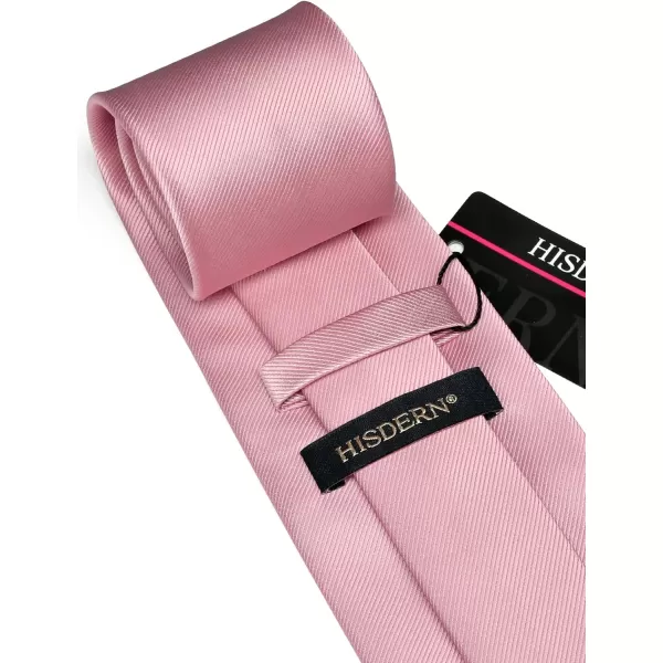 HISDERN Mens Solid Ties Formal Business Woven Tie and Pocket Square Cufflinks Set Classic Silk Satin Necktie Wedding