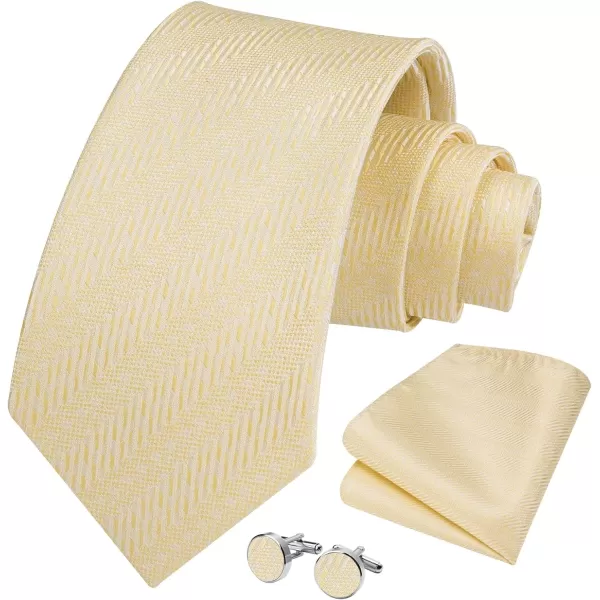 HISDERN Mens Solid Ties Formal Business Woven Tie and Pocket Square Cufflinks Set Classic Silk Satin Necktie Wedding
