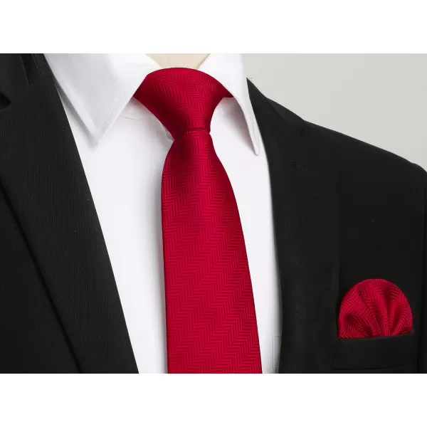 HISDERN Mens Solid Ties Formal Business Woven Tie and Pocket Square Cufflinks Set Classic Silk Satin Necktie Wedding