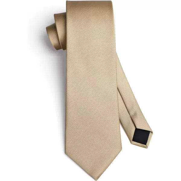 HISDERN Mens Solid Ties Formal Business Woven Tie and Pocket Square Cufflinks Set Classic Silk Satin Necktie Wedding