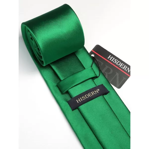 HISDERN Mens Solid Ties Formal Business Woven Tie and Pocket Square Cufflinks Set Classic Silk Satin Necktie Wedding