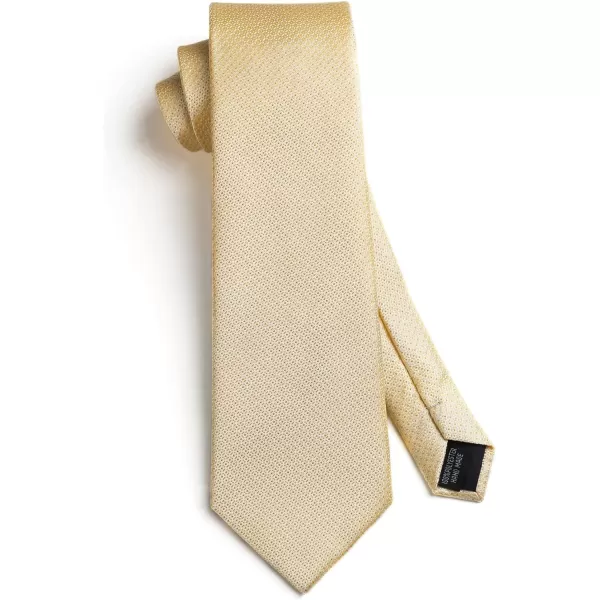 HISDERN Mens Solid Ties Formal Business Woven Tie and Pocket Square Cufflinks Set Classic Silk Satin Necktie Wedding