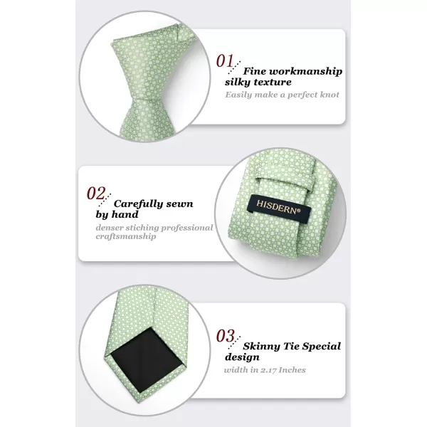 HISDERN Mens Solid Ties Formal Business Woven Tie and Pocket Square Cufflinks Set Classic Silk Satin Necktie Wedding