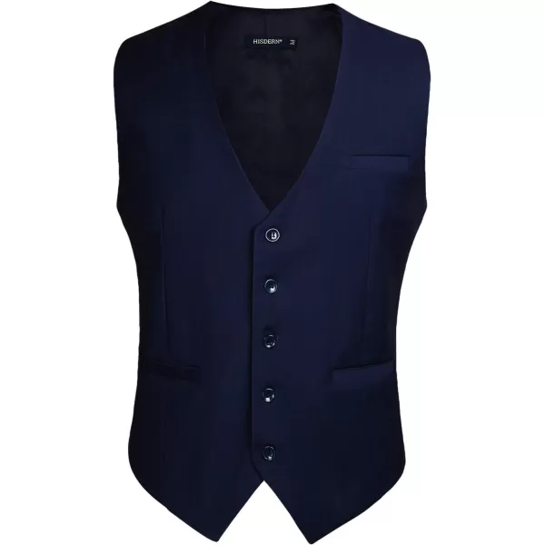 HISDERN Men's Suit Vest Business Formal Dress Waistcoat Vest with 3 Pockets for Suit or Tuxedo