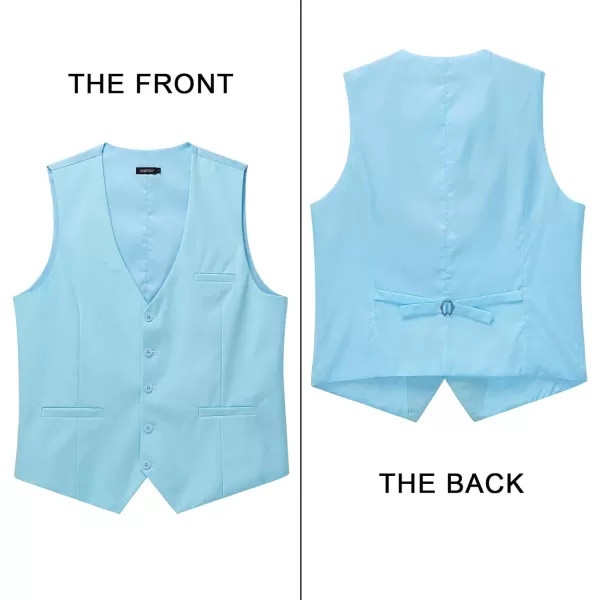 HISDERN Men's Suit Vest Business Formal Dress Waistcoat Vest with 3 Pockets for Suit or Tuxedo