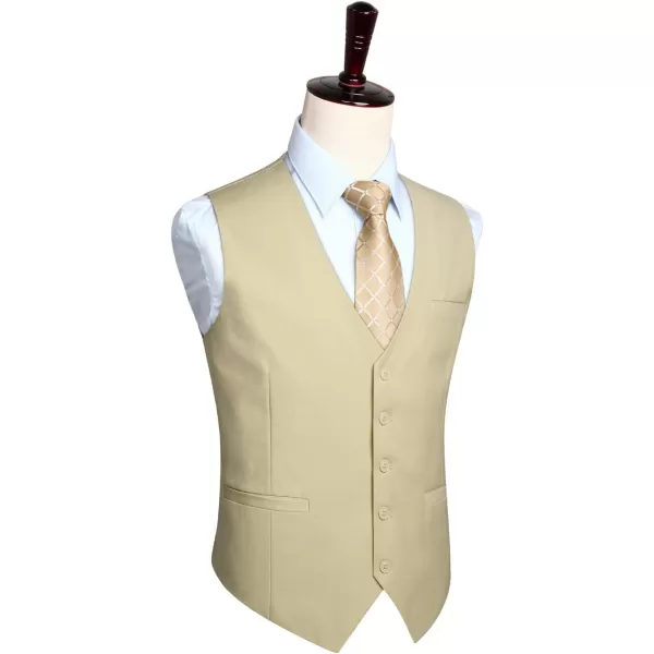 HISDERN Men's Suit Vest Business Formal Dress Waistcoat Vest with 3 Pockets for Suit or Tuxedo
