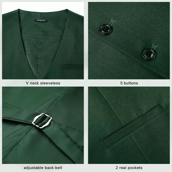 HISDERN Men's Suit Vest Business Formal Dress Waistcoat Vest with 3 Pockets for Suit or Tuxedo