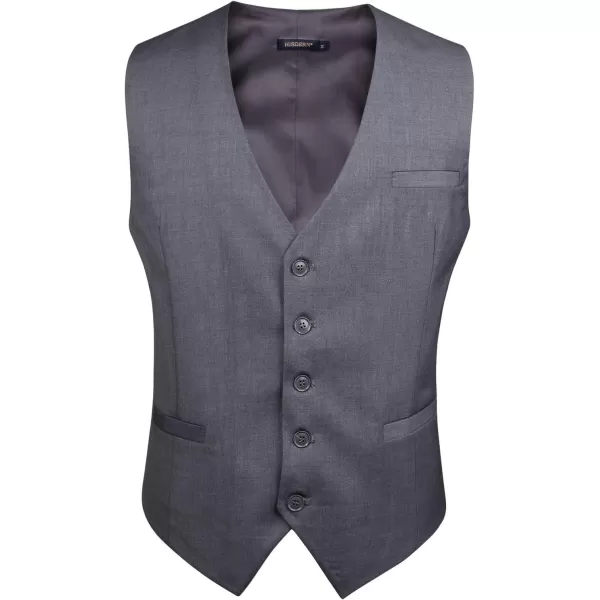 HISDERN Men's Suit Vest Business Formal Dress Waistcoat Vest with 3 Pockets for Suit or Tuxedo
