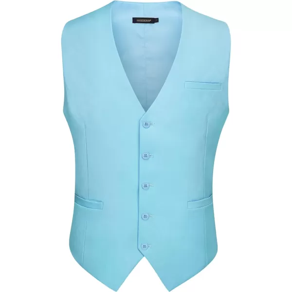 HISDERN Men's Suit Vest Business Formal Dress Waistcoat Vest with 3 Pockets for Suit or Tuxedo