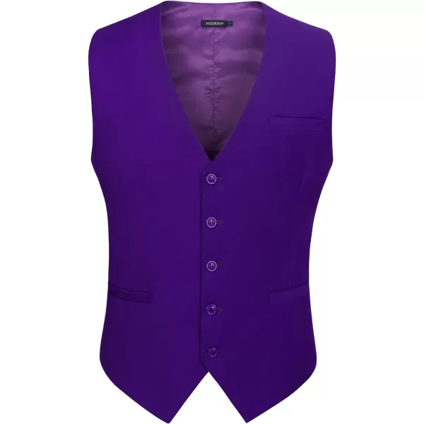 HISDERN Men's Suit Vest Business Formal Dress Waistcoat Vest with 3 Pockets for Suit or Tuxedo