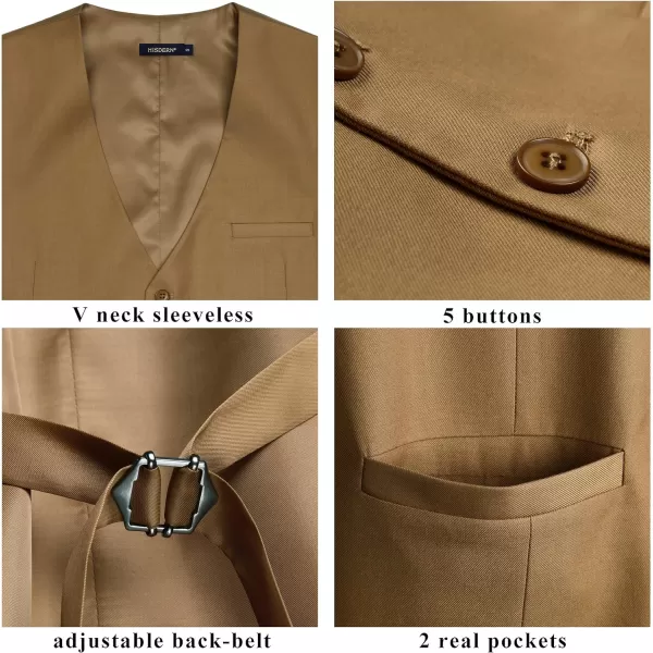 HISDERN Men's Suit Vest Business Formal Dress Waistcoat Vest with 3 Pockets for Suit or Tuxedo