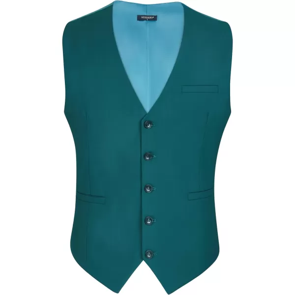 HISDERN Men's Suit Vest Business Formal Dress Waistcoat Vest with 3 Pockets for Suit or Tuxedo