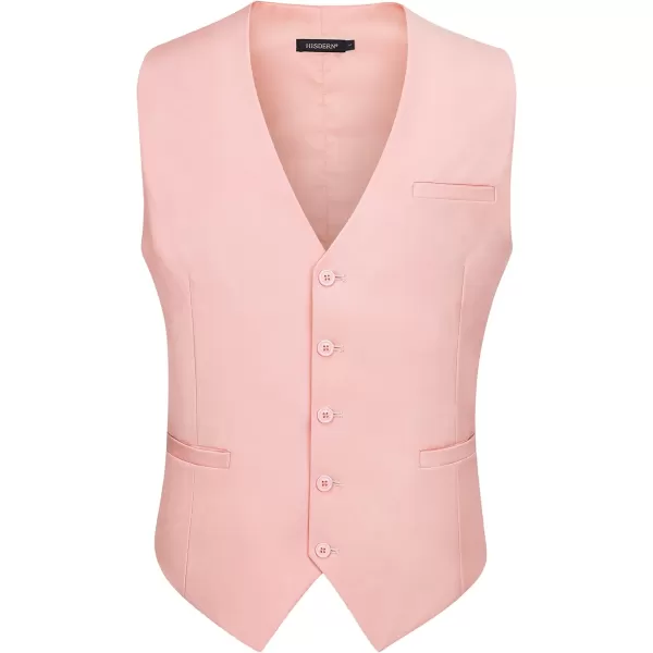 HISDERN Men's Suit Vest Business Formal Dress Waistcoat Vest with 3 Pockets for Suit or Tuxedo