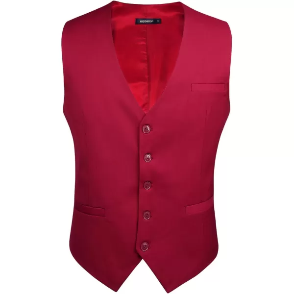 HISDERN Men's Suit Vest Business Formal Dress Waistcoat Vest with 3 Pockets for Suit or Tuxedo