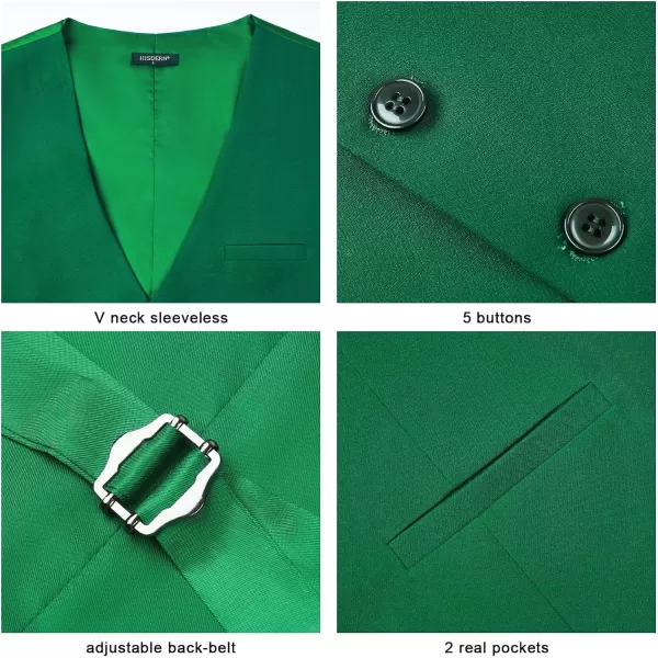 HISDERN Men's Suit Vest Business Formal Dress Waistcoat Vest with 3 Pockets for Suit or Tuxedo