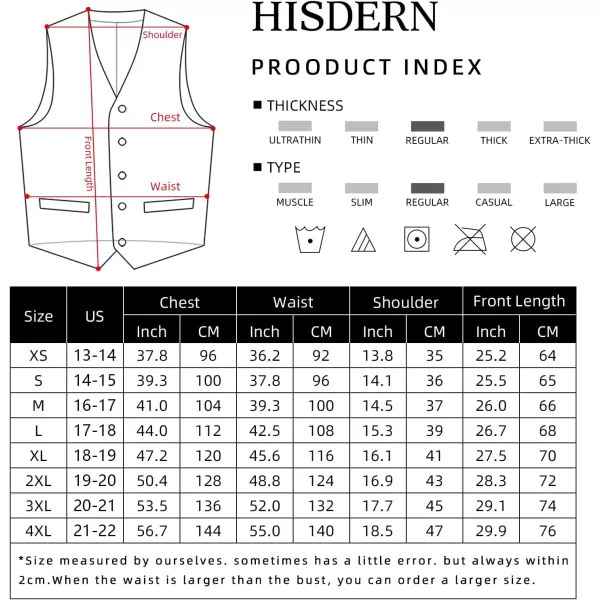 HISDERN Men's Suit Vest Business Formal Dress Waistcoat Vest with 3 Pockets for Suit or Tuxedo