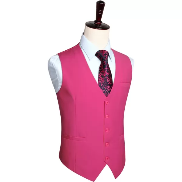 HISDERN Men's Suit Vest Business Formal Dress Waistcoat Vest with 3 Pockets for Suit or Tuxedo