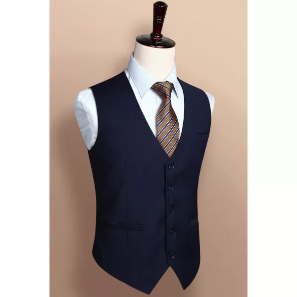 HISDERN Men's Suit Vest Business Formal Dress Waistcoat Vest with 3 Pockets for Suit or Tuxedo