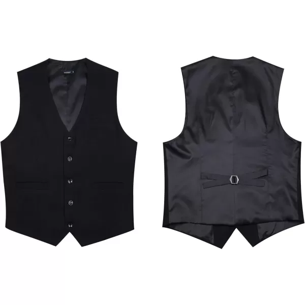 HISDERN Men's Suit Vest Business Formal Dress Waistcoat Vest with 3 Pockets for Suit or Tuxedo