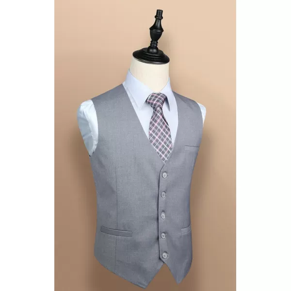 HISDERN Men's Suit Vest Business Formal Dress Waistcoat Vest with 3 Pockets for Suit or Tuxedo