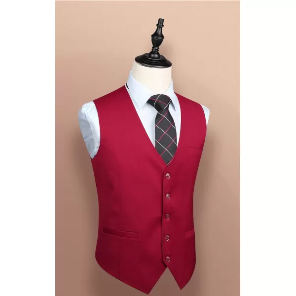 HISDERN Men's Suit Vest Business Formal Dress Waistcoat Vest with 3 Pockets for Suit or Tuxedo