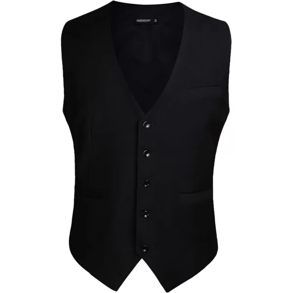 HISDERN Men's Suit Vest Business Formal Dress Waistcoat Vest with 3 Pockets for Suit or Tuxedo
