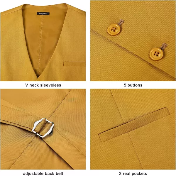 HISDERN Men's Suit Vest Business Formal Dress Waistcoat Vest with 3 Pockets for Suit or Tuxedo