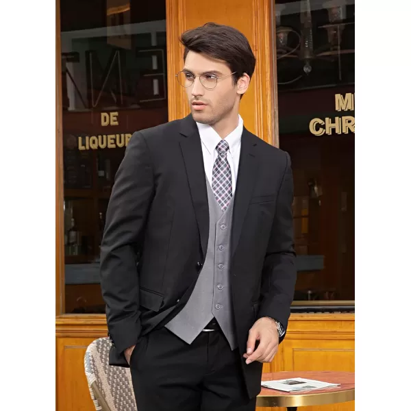 HISDERN Men's Suit Vest Business Formal Dress Waistcoat Vest with 3 Pockets for Suit or Tuxedo