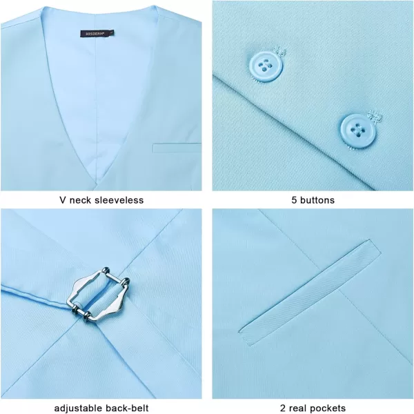 HISDERN Men's Suit Vest Business Formal Dress Waistcoat Vest with 3 Pockets for Suit or Tuxedo