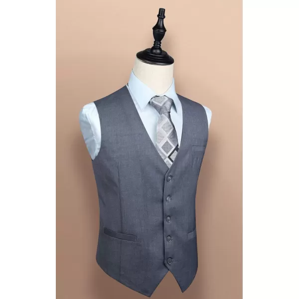 HISDERN Men's Suit Vest Business Formal Dress Waistcoat Vest with 3 Pockets for Suit or Tuxedo