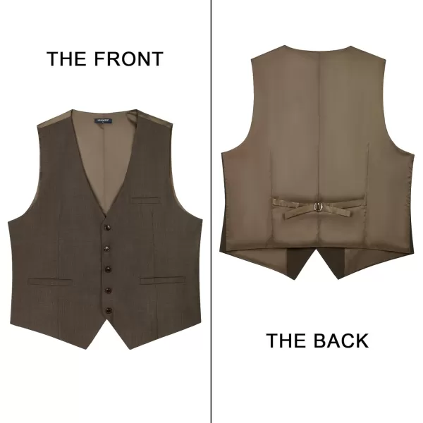 HISDERN Men's Suit Vest Business Formal Dress Waistcoat Vest with 3 Pockets for Suit or Tuxedo