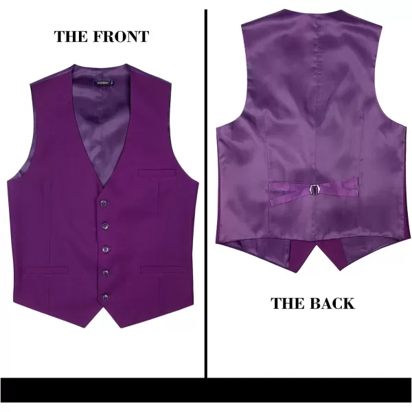HISDERN Men's Suit Vest Business Formal Dress Waistcoat Vest with 3 Pockets for Suit or Tuxedo