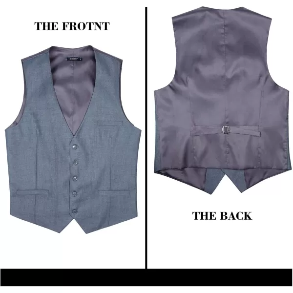 HISDERN Men's Suit Vest Business Formal Dress Waistcoat Vest with 3 Pockets for Suit or Tuxedo