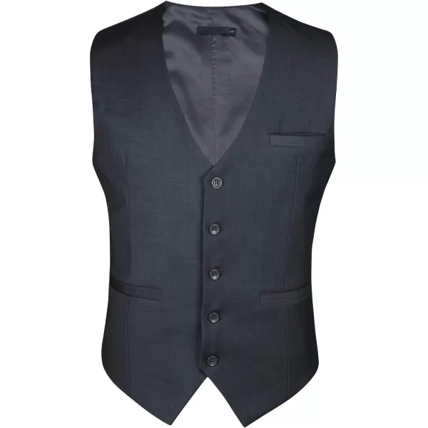 HISDERN Men's Suit Vest Business Formal Dress Waistcoat Vest with 3 Pockets for Suit or Tuxedo