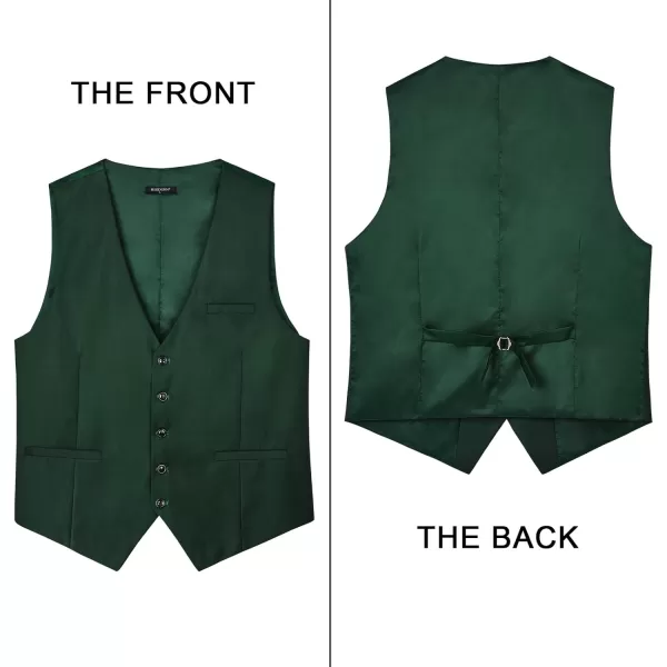 HISDERN Men's Suit Vest Business Formal Dress Waistcoat Vest with 3 Pockets for Suit or Tuxedo