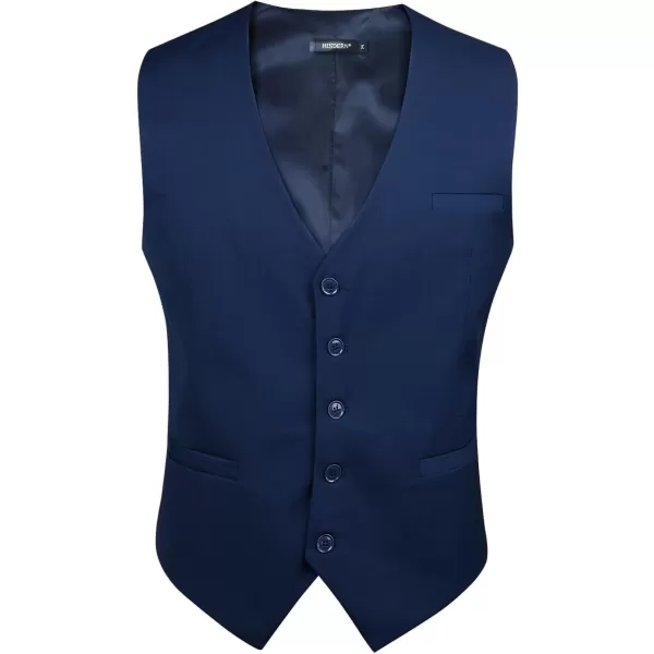 HISDERN Men's Suit Vest Business Formal Dress Waistcoat Vest with 3 Pockets for Suit or Tuxedo