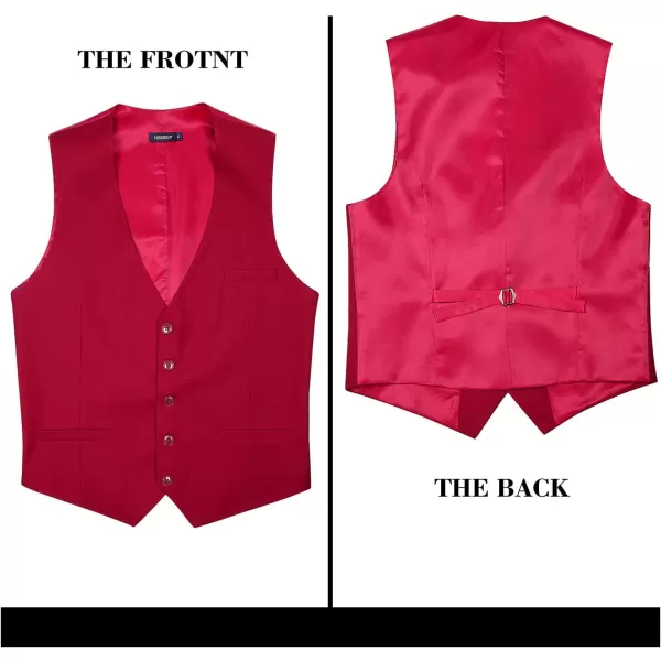 HISDERN Men's Suit Vest Business Formal Dress Waistcoat Vest with 3 Pockets for Suit or Tuxedo