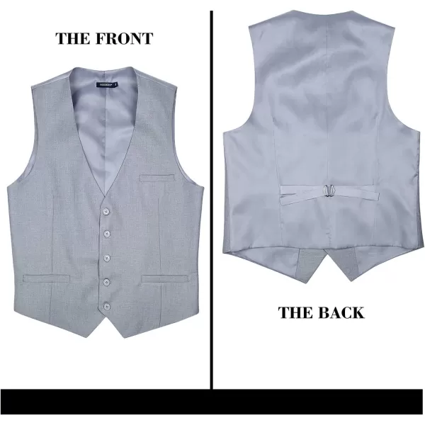 HISDERN Men's Suit Vest Business Formal Dress Waistcoat Vest with 3 Pockets for Suit or Tuxedo