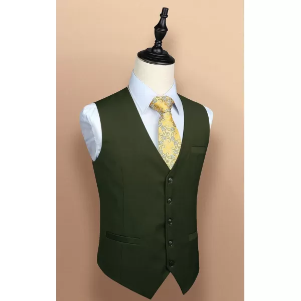 HISDERN Men's Suit Vest Business Formal Dress Waistcoat Vest with 3 Pockets for Suit or Tuxedo