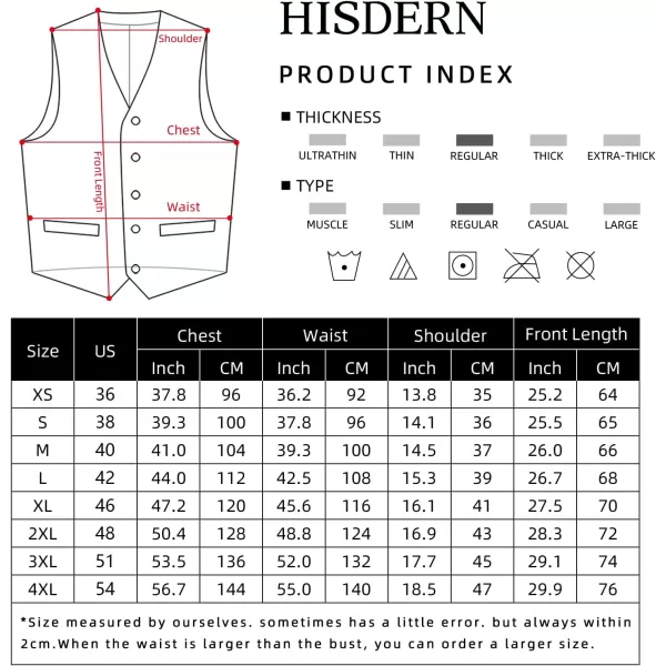 HISDERN Men's Suit Vest Business Formal Dress Waistcoat Vest with 3 Pockets for Suit or Tuxedo