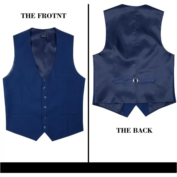 HISDERN Men's Suit Vest Business Formal Dress Waistcoat Vest with 3 Pockets for Suit or Tuxedo